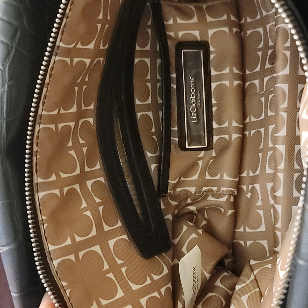 LIZ CLAIBORNE NEW YORK FAUX CROC SATCHEL PURSE HANDBAG - Picture 7 of 11